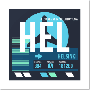 Helsinki (HEL) Airport // Sunset Baggage Tag Posters and Art